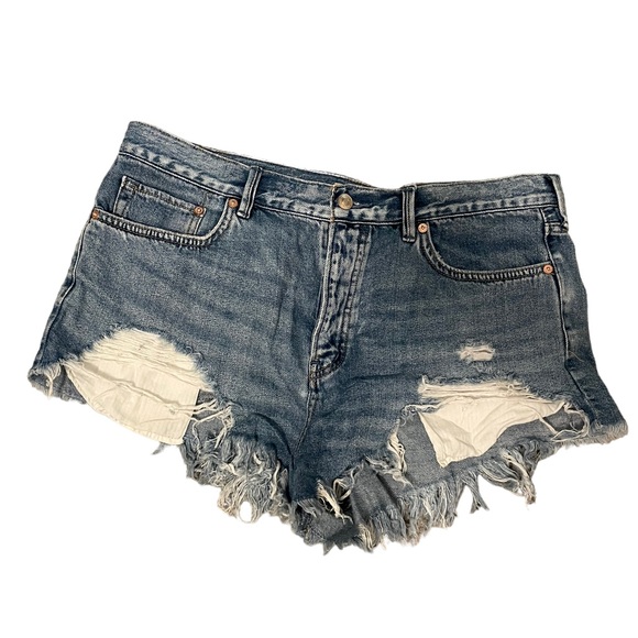 Free People Pants - Free People Distressed High Waist Jean Shorts